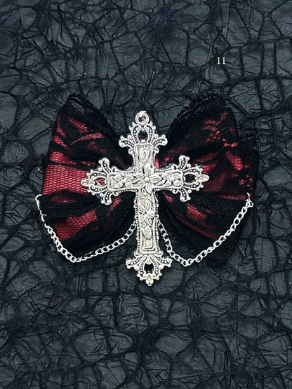 Black Red Halloween Jirai Kei Bowknot Hairclips