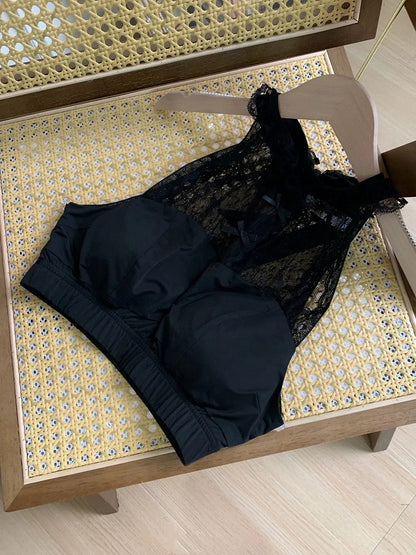Sleeves Detachable Halter Lace Top Black with Neck Flutter Cropped