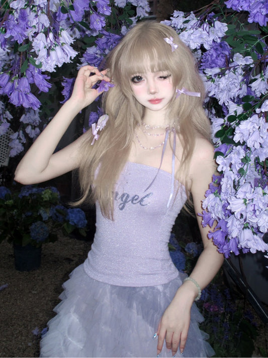 Lavender Balletcore Slim-fitting Strapless Top