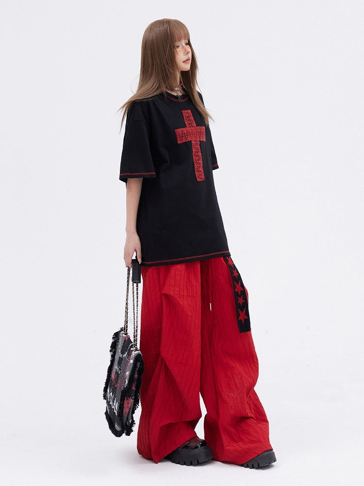 Red Wide-leg Cut Pants