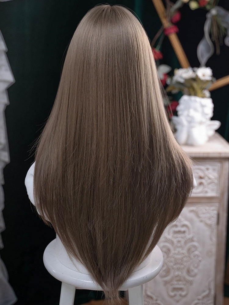 71 CM Straight Wig Brown Bangs Length With Air