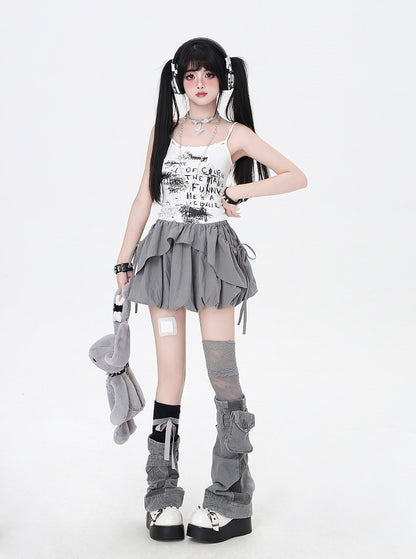 Cami Black/White Graffiti Print Slim-fitting Top