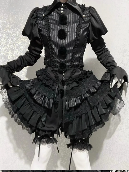 - Outfit Vibes Clown Pointed Collar Black Lolita Ouji Circus