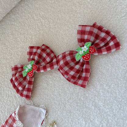 Barrette à cheveux en forme de nœud fraise rose/rouge/noir/bleu
