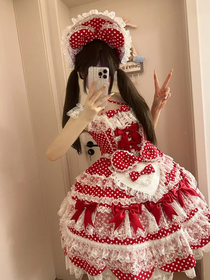 Bonnet Red Pink Polka-dot / Pattern