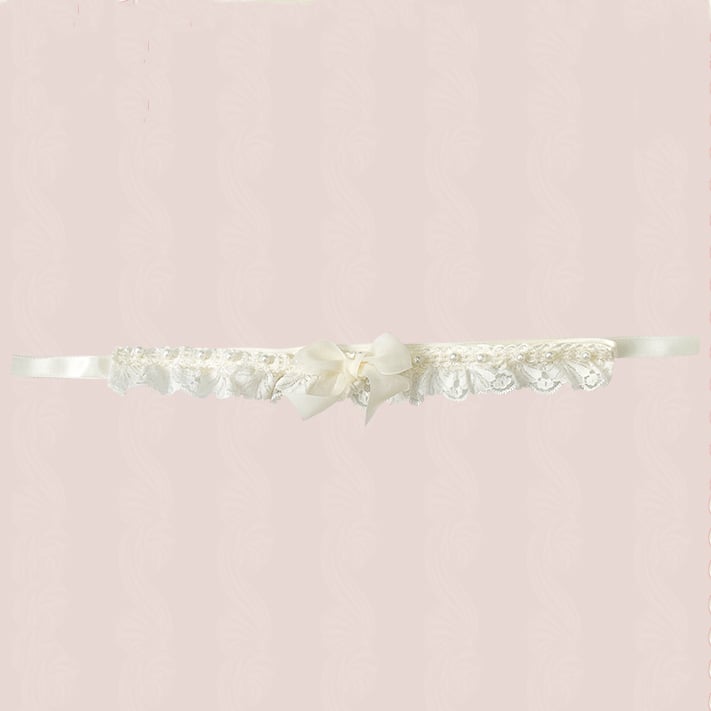 Beads Lace Choker Creamy