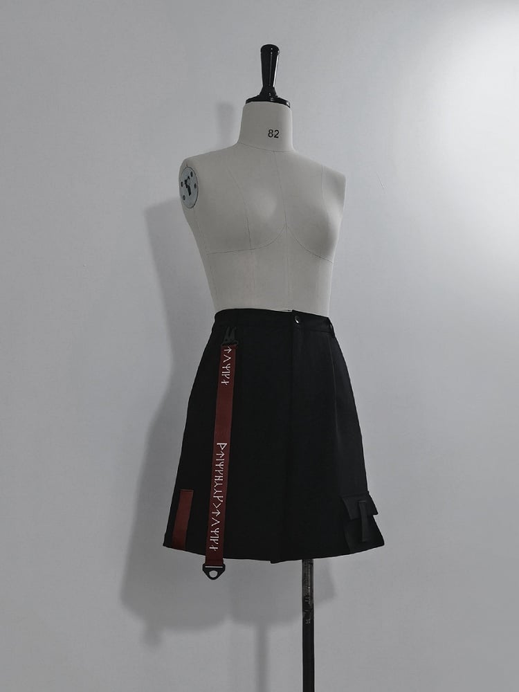 Ouji Shorts Red Techwear Fashion Strappy and Black