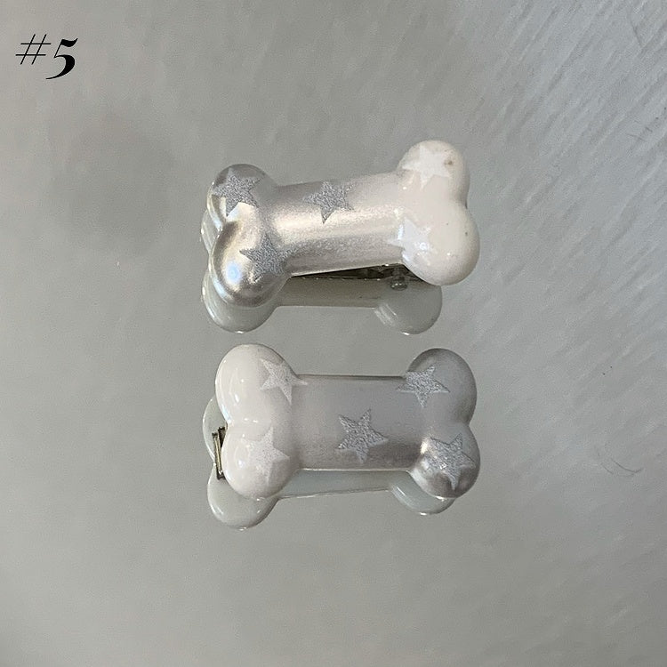 Barrettes à cheveux en forme d'os/de poisson Y2K