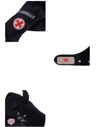 Pins and Zip Black Punk Devil Horns Hat