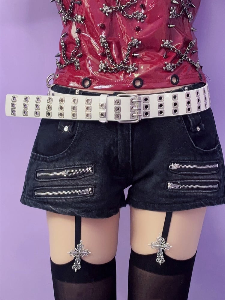 PU Belt Black/Red/White Punk Waist Rock