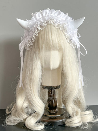 Lace and Color Hairband Devil 8 – Accents with Horn Ruffles Gothic Options