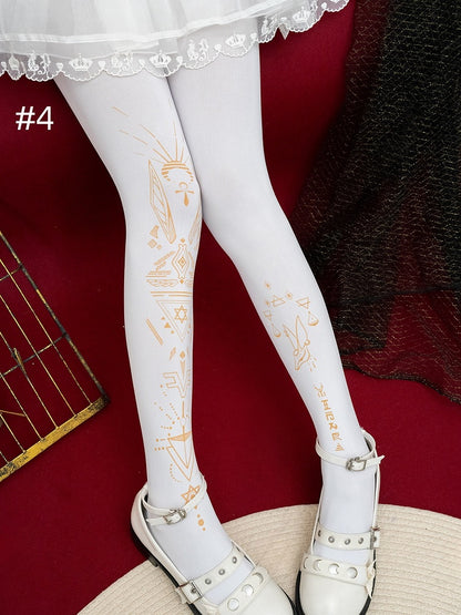 4 Optionen Lolita Totem Print Design Strumpfhosen