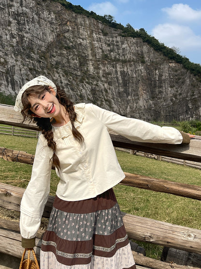 Apricot Round Neck Blouse