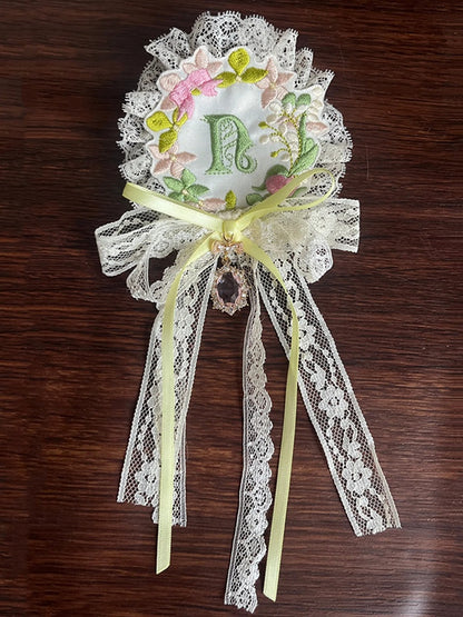 Lace Trim Embroidery Floral Brooch