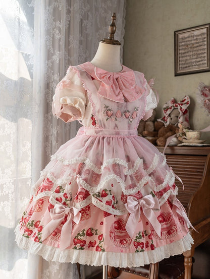 Pink Strawberry Organza Apron