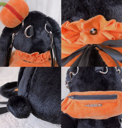 Mr Black Pumpkin Bunny Bag Plushie