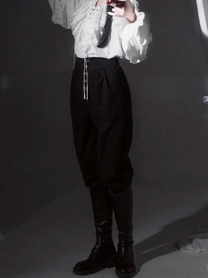 High-Waisted Pants with Details Ouji Button Lolita Black