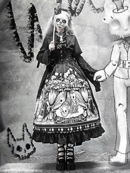 Black Pointed Shirt Flat Lolita Gothic Collar Long Available Sizes Plus Sleeves Layered