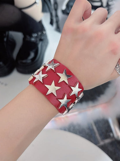 Details Rock Star Black/Red/Pink Bracelet Punk