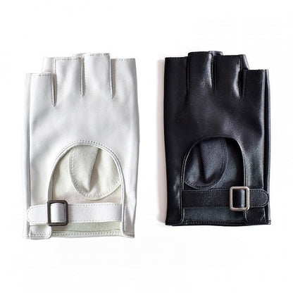 Cyberpunk Buckle Black/White/BlackWhite Finger Gloves