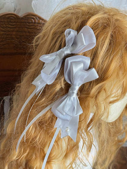/ BlackGold Bowknot Silver Hairclip Champagne