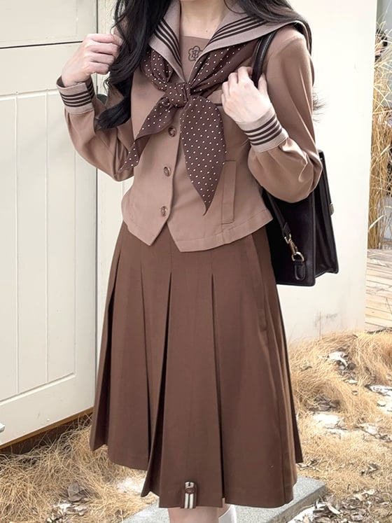 Skirt JK Brown Uniform Box Pleat
