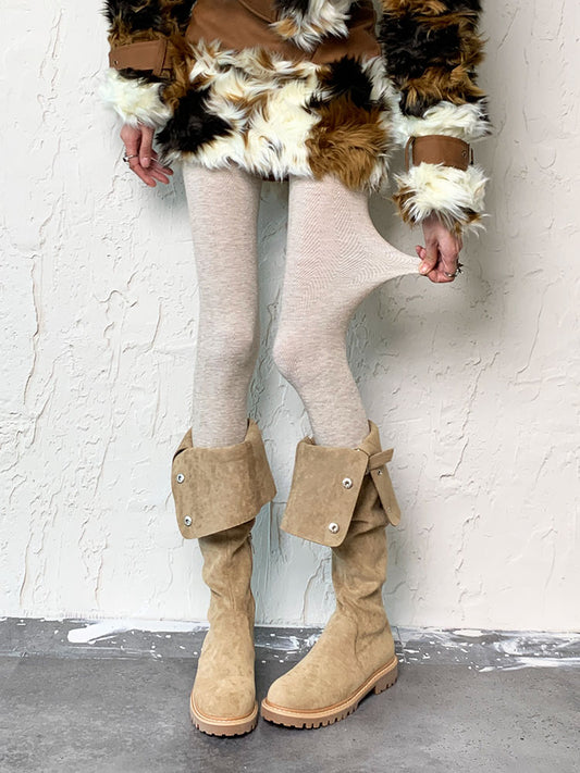 Beige Y2K Winter Tights