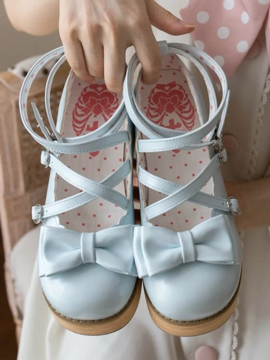 Runde Schuhe Heels Süß Blau PU Baby Plattform Mitte - Zehe