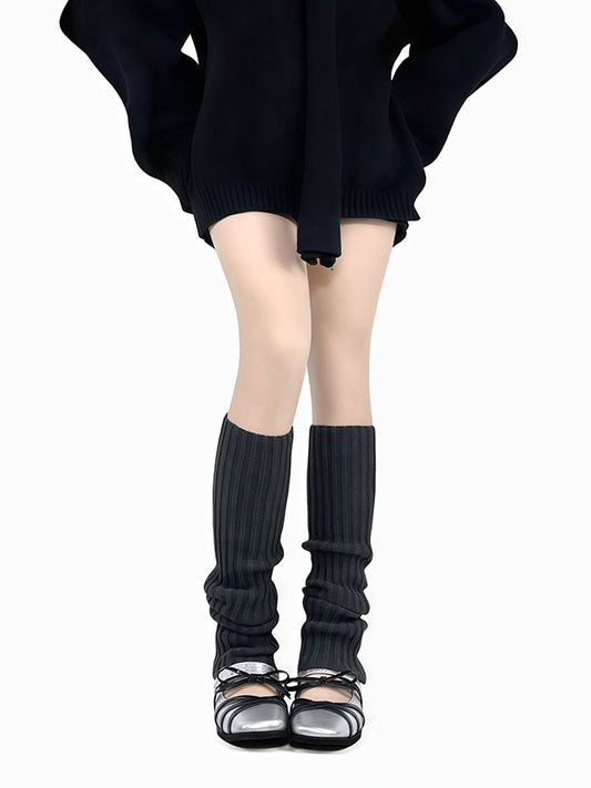 Dark Grey/Off-white/Dark Green Knitted Leg Warmers