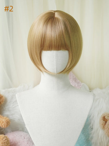 Blonde Bob Cut Short Wig With Curly/Full Bangs