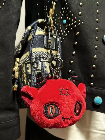 Red Devil Gothic Plush Key Chain Charm