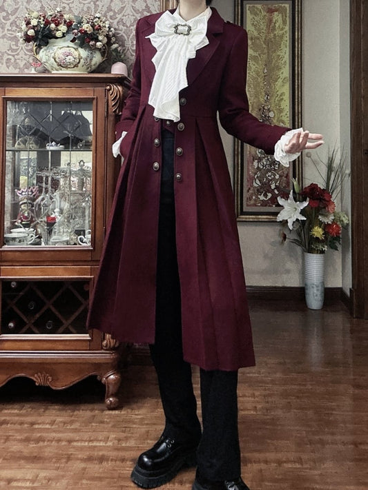 Wine Red Ouji Fashion Lolita Gothic Prince Winter Woolen Coat