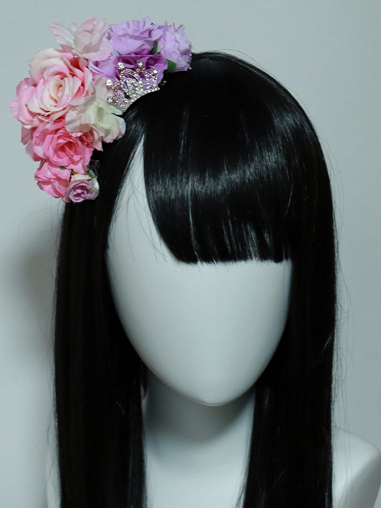 Decorated Crown PinkPurple Hairclip Design Floral