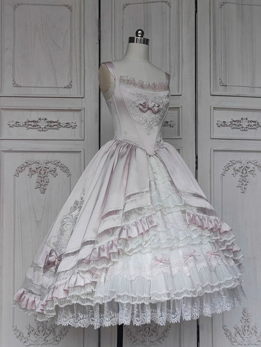 Jupe pull Lolita Hanayome rose clair élégante pour mariage + jupon