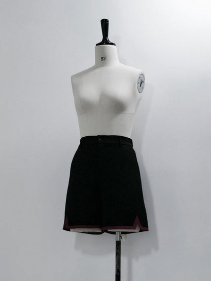 Black Ouji Lolita Shorts with Red Trimming Cuffs