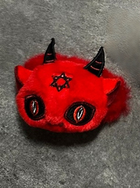 Devil Hairclip Gothic Red Plush