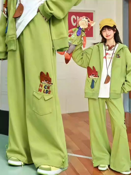 Zootopia Plush Nick Green Drawstring Cuff Straight-Leg Pants