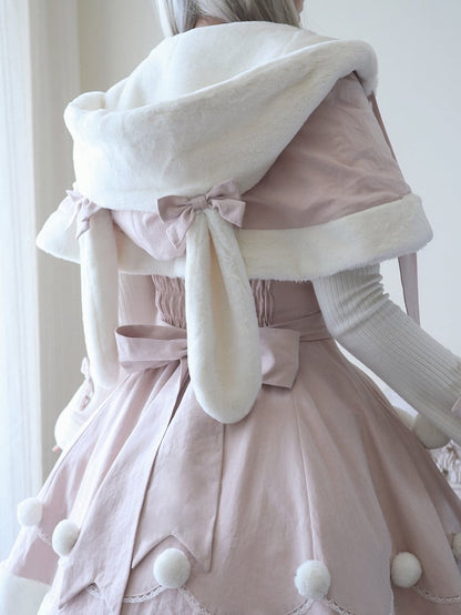 Pink Bunny Ears Hooded Cape