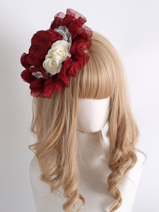 Trim Design Camellia Red Hat Lace Beaded Mini Decorated