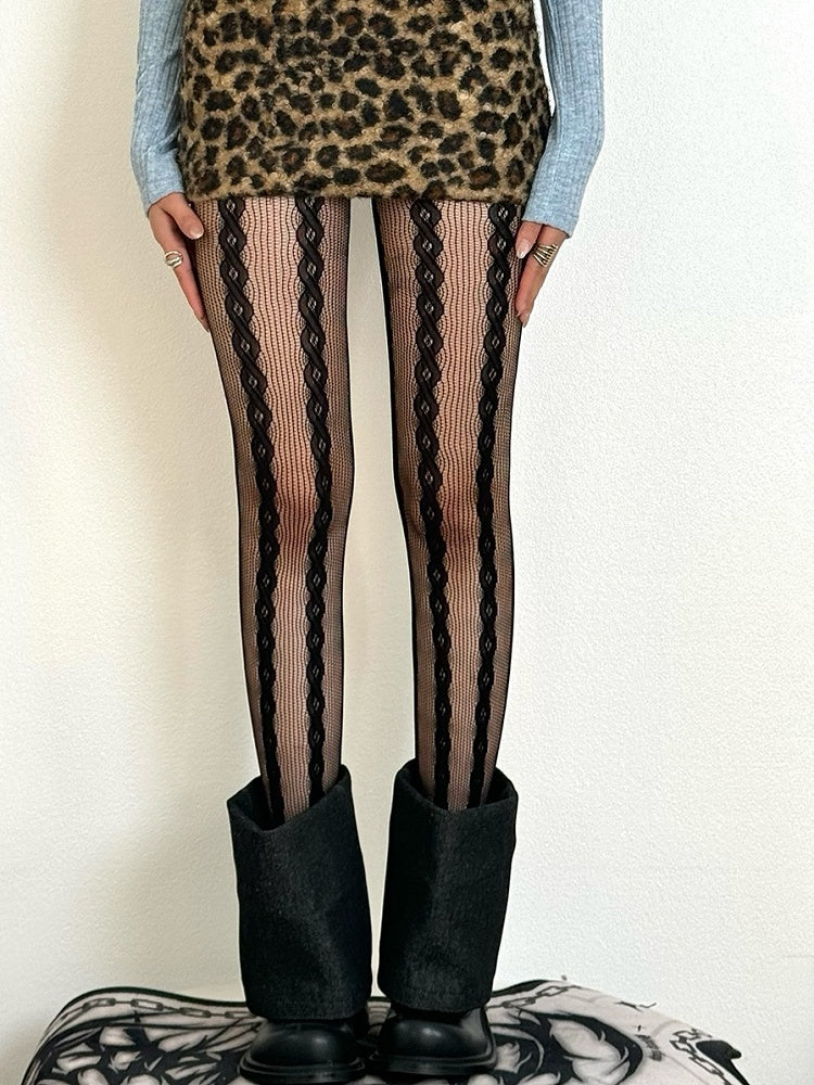 Semi-sheer Brown/Purple/Black/White/Gray Y2K Tights