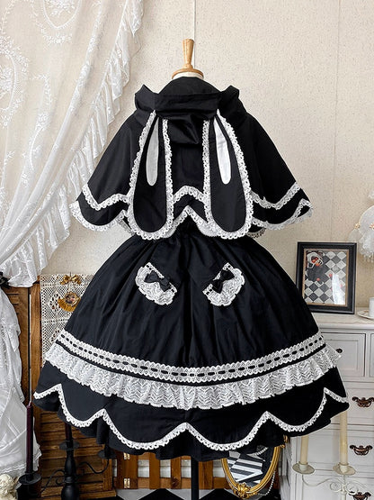 Cape Bunny Hooded Ears Black