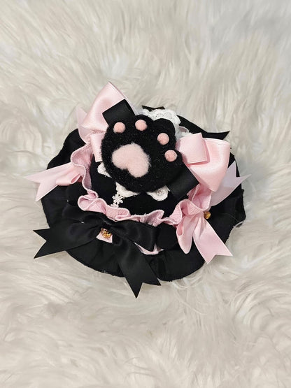und Lolita Hut verziert Mini Schleifen Pompons süß
