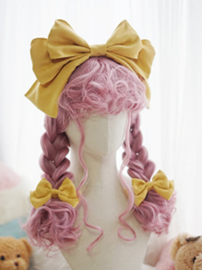 Blonde/White/Brown/Pink/Light Blonde Long Wavy Wig With Curly Bangs