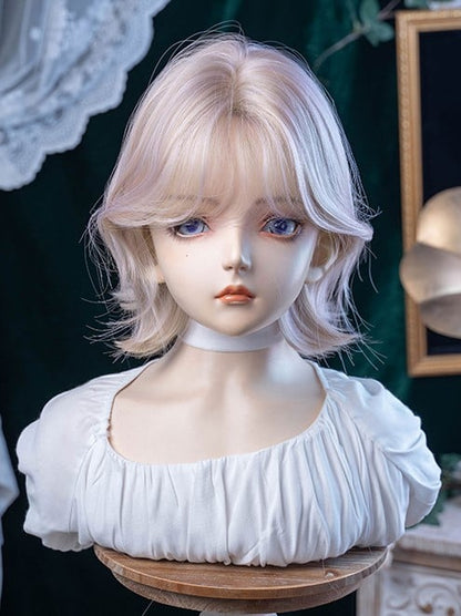 With Light 35CM Bangs Wig Pink Short Curtain Length