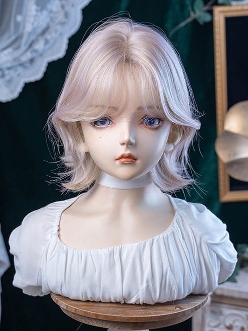 With Light 35CM Bangs Wig Pink Short Curtain Length