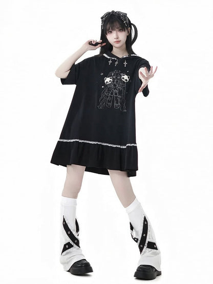 White Leg Warmers Black Criss-cross Design