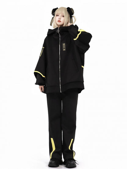 Jacket Jirai Sweatershirt Up Front Luminous Kei Cyberpunk Zip