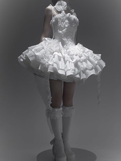 Neckline Angel Shiro Goth All White Boning Lolita Roses Fabric Dress Butterfly