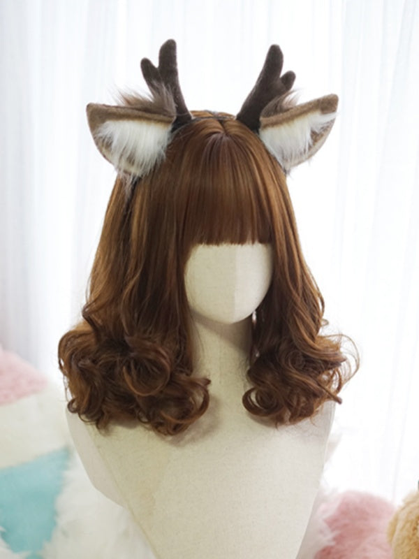 Black/Brown/Pink Above Bust Length  Wig With Full Bangs