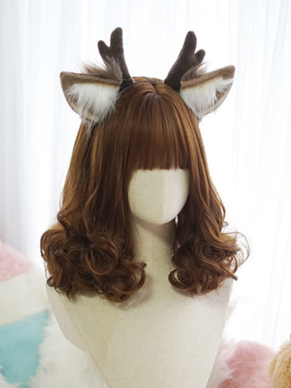 Black/Brown/Pink Above Bust Length  Wig With Full Bangs